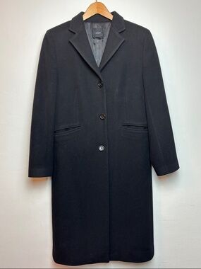 J. Crew Women’s Size 4 Wool Cashmere Black Single-Breasted Long Coat